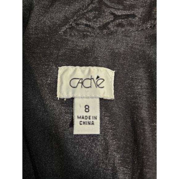 Cache Black Ruffle Bodycon Cocktail Party Mini V-Neck Dress Women's Size 8 - Picture 5 of 8